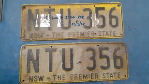 early vintage nsw plates NTU356 1985 Holden sedan car yellow black wall display - Picture 1 of 2