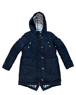 BURBERRY BRIT черный длинный вниз меха капюшон пуховик парка пальто M - Изображение 1 из 4