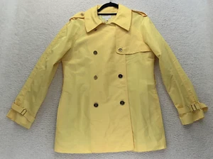 CHARTER CLUB Womens Medium M Coat Sun Yellow Lined Rain Jacket Full Button - Picture 1 of 13