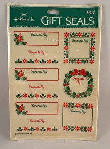 Vintage PUNZE "HANDMADE BY" Weihnachtsaufkleber 1981 NEU Set 36 Sticker - Bild 1 von 3