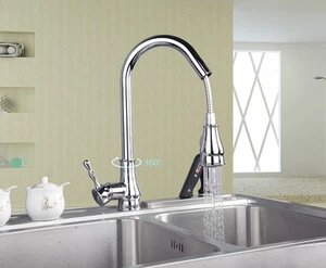 Luxury Chrome Kitchen Laundry Sink Basin Mixer Tap Pull Out Spout Swivel Faucet - Picture 1 of 10