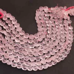 1 Strand Rose Quartz Briolette Beads, 6mm-7mm Coin Shape Faceted Beads, - Picture 1 of 4