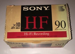 new sealed 10 Sony HF 90 in box normal bias Tape for Cassette deck - Picture 1 of 6