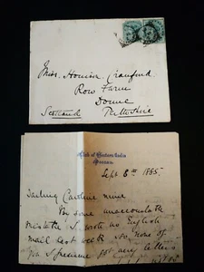 SEHR SELTENER INDIEN 1885 „PONNA CLUB“ BRIEF + BRIEF MIT QUADRATISCHEM „AHMEDNAGAR“ DUPLEX - Bild 1 von 2