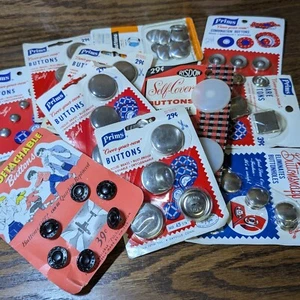 Vintage Seamstress / Tailor Button, Snaps, Covers Lot NOS – Prims, Risdon, etc. - Bild 1 von 10