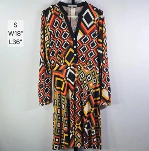 NY Collection Dress Womens S Small Black Geometric 70s Retro Career Stretch Knit - Picture 1 of 9