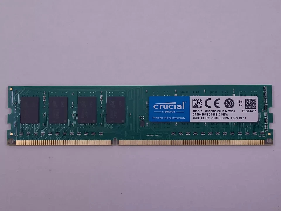 Crucial 16GB DDR3L 1600MHz PC3-12800U UDIMM Desktop Memory RAM CT204864BD160B - Image 1 of 1
