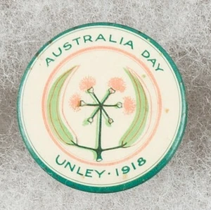 World War One Australia Day Unley 1918 Pinback Button Badge - Very Scarce - Picture 1 of 1