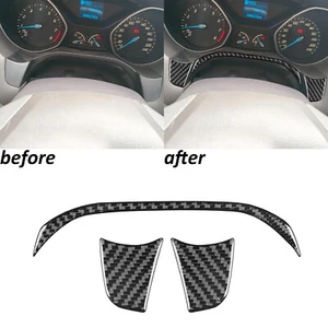 3Pcs Real Carbon Fiber Dashboard Speedometer Panel Trim For Ford Focus 2012-2018 - Picture 1 of 11