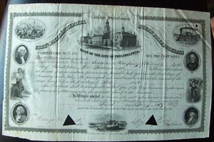 Loan of City of Philadelphia, PENNSYLVANIA $1000 bond, 1859 - Picture 1 of 2