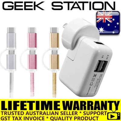 Wall charger USB-C 3.1 Micro Cable S8 S7 S6 s9 EDGE Samsung Galaxy Samsung  - Image 1 of 2