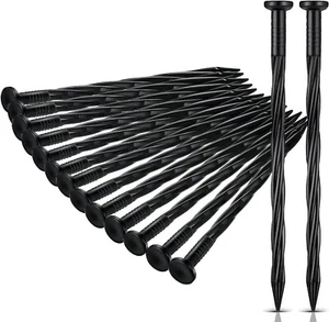 Paquete de 100 estacas de plástico para bordes de paisaje de 8 pulgadas con espiral de jardín tierras de nailon - Imagen 1 de 4