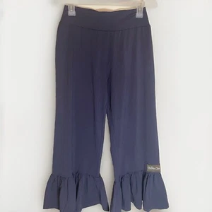 Matilda Jane NWT M Enchanted Garden Beaufort Big Ruffle Pants Navy Boho Comfort - Picture 1 of 7