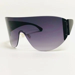 Black Gradient Lens Wrap Around Rimless Sunglasses Women Men Shades Luxury New - Picture 1 of 18
