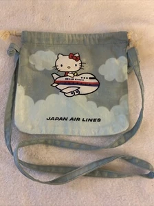 VTG HELLO KITTY × JAL JAPAN AIR LINE COLLAB 6” MINI BAG 1985 RARE - Picture 1 of 6