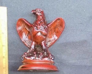 Vintage Small Cherry Color Eagle Statue  5" Sculpture on the Stand - Picture 1 of 5
