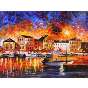 Leonid Afremov's - "Small Docks" - Original Oil on Canvas - Picture 1 of 1