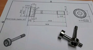2 x Titan Gr. 2 Schrauben n. Zng / Titanium Gr. 2 Srews acc. Drw M8 x 1.0 x 46.5 - Bild 1 von 1