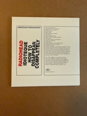 Super Rare Radiohead Promotional CD for the single "Idioteque" from Kid A (2000) Foto 1 de 3