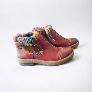 Rieker Felicitas 84 Boho Stiefeletten Damen Größe US 5,5 rot Sherpa gefüttert GUC - Bild 1 von 8