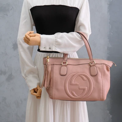 Gucci Soho Tote Hand Bag  Interlocking G "Japan Exclusive" Pink Auth - Image 1 of 4