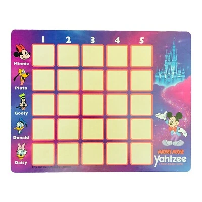 Placar de substituição vintage Mickey Mouse Yahtzee Milton Bradley 1988 APENAS - Imagem 1 de 4