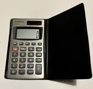 Vintage Casio HS-8V Solar Powered Calculator In Flip Case Retro Rare Study Exams - Bild 1 von 4