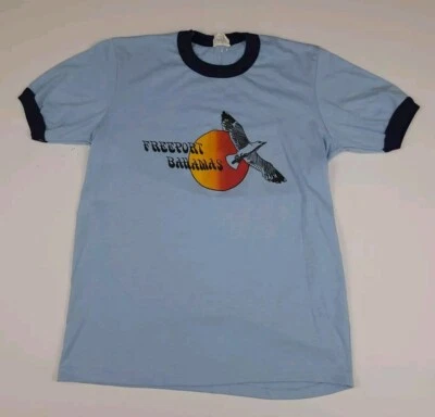 Camiseta de Colección Años 70 Freeport Bahamas Estampado Sun Bid Timbre De Colección Rara Años 70 EE. UU.  Foto 1 de 4