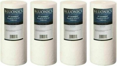 Bluonics 4.5x10" Blue Sediment Water Filters (5 Micron) 4 Whole House Cardridges - Image 1 of 2