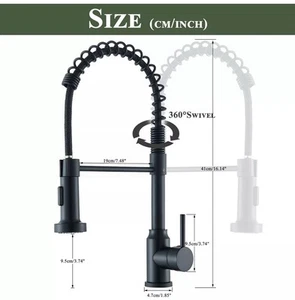 Grifo de cocina negro con rociador extraíble grifo de fregadero comercial de una sola manija - Imagen 1 de 3
