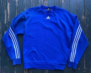 Adidas Original Sweatshirt Women's Size Small Blue Striped Pullover Sport - Picture 1 of 6