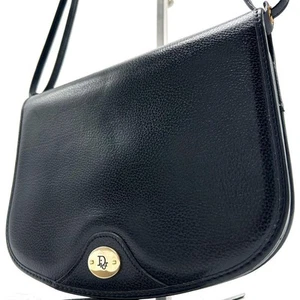 Christian Dior Shoulder Bag Purse Logo Leather PVC Black Authentic - Picture 1 of 24