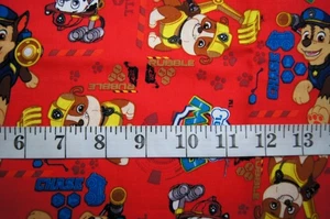 2/3  Yard Paw Patrol on Red  Cotton Quilting Fabric 27" X 44" - Picture 1 of 1