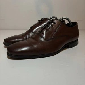 Bruno Magli Mens Milos Brown Calf Oxford Dress Shoe Size 11.5 M Made In Italy - Picture 1 of 11