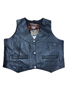 Motorcycle Vest Interstate Leather Original Classic Black Leather Women's Size L - Bild 1 von 11