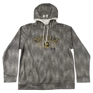 Under Armour Mens Large Notre Dame Fighting Irish Fleece Lined Hoodie Gray - Picture 1 of 10
