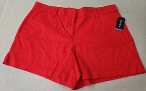 NWT Nautica Women's Chino Shorts Red Size 12 Zip Button Cotton Blend Pockets - Picture 1 of 7