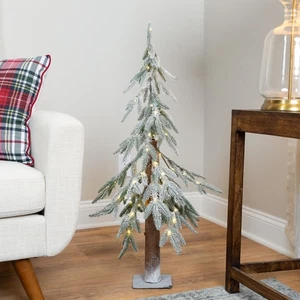 Northlight Pre-Lit Frosted Battery Operated Alpine Artificial Christmas Tree - - Picture 1 of 10