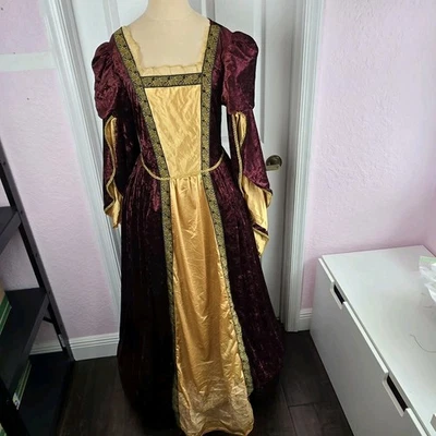 Velvet Satin Renaissance Gown Size M Medieval Dress Renfaire Cosplay Costume  - Image 1 of 4