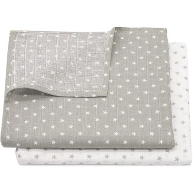 ZOLLNER Juego de 2 paños para escupir pañales de gasa toalla de lactancia con caja de regalo algodón 120x120 cm