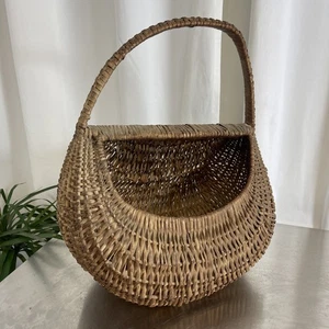 Vintage French Wicker Egg Carrying Basket 48x40x25cm Very Old Unique Rare - Picture 1 of 5