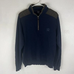 PAUL & SHARK YACHTING Wool Knit Sweater Size Medium 1/4 Zip EUC Blue - Picture 1 of 8