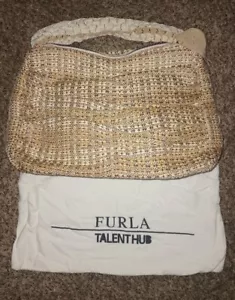 NWOT MARICO for FURLA Knitted Wool Woven Textile Shoulder Bag Natural Cream - Picture 1 of 11