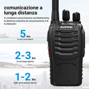 2PEZZI WALKIE TALKIE BAOFENG BF-888S RADIO RICETRASMITTENTE AURICOLARE PORTATILE - Foto 1 di 12