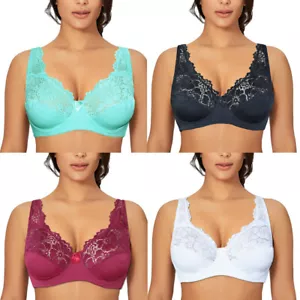 Womens Bras bh Lace Bra Plunge Lingerie Plus Size Brassiere Underwired Bralette - Picture 1 of 27