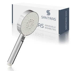SANTRAS® wassersparende Handbrause Duschkopf verstellbare 5 Strahlarten in Chrom - Bild 1 von 7