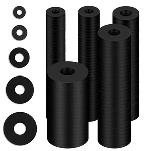 220 Pcs Flat Rubber Washers Assortment Kit,Black Rubber Flat Washer Rubber Washe - Picture 1 of 8