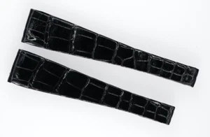 Kaufmann cinturino pelle alligatore stile vintage nero 18/10 fibbia deployante nuovo raro - Foto 1 di 2