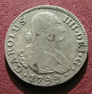Zaldi2010 - Carlos IV, 2 Reales from 1799, Seville. 5.75 grams/25.5 mm. Silver - Picture 1 of 2