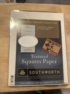 Southworth Textured Squares 28 LB Paper Snow White 80 Sheets Pack 8 1/2 x 11 - Picture 1 of 10